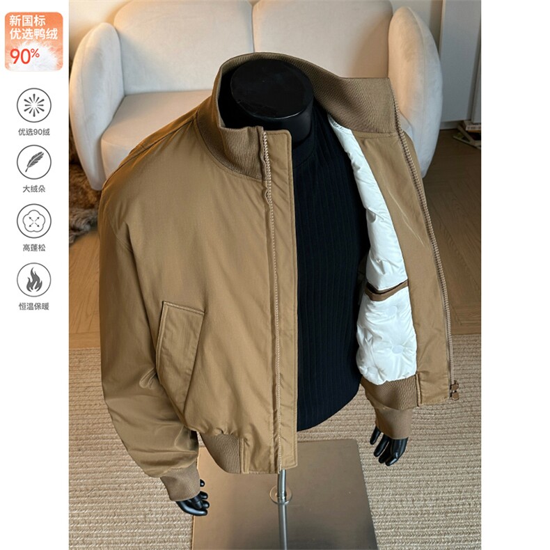 90白鸭绒外套冬季短款美式羽绒服飞行夹克男 5D1143-TP109不图片
