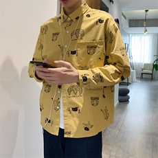 （可）港风花色长袖衬衫男女潮流纯棉情侣衬衣CS04/，男装衬衫，电商D202