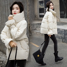 新款2021冬装短款温暖棉衣外套翻领时尚气质纯色，女装棉衣/棉服，艾贝斯