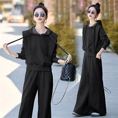现货休闲套装秋季卫衣阔腿长袖网红显瘦宽松时尚春秋气质小个子，女装套装/套裙，琦鑫阁（原依鑫阁）