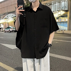 半袖衬衣美日系简约短袖衬衫美式复古式痞帅潮牌外套冰丝，男装工装外套，星座1013