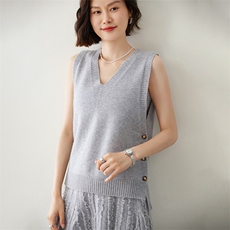 时尚百搭双V领羊绒马甲女款显瘦气质外套，女装马甲，迎冬羊绒