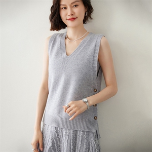 时尚百搭双V领羊绒马甲女款显瘦气质外套图片