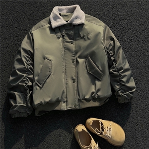 冬装美式复古羊羔毛翻领棉服飞行夹克棉衣加厚外套男 H1031 P128图片