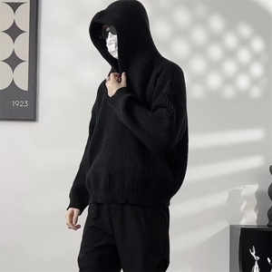 春秋慵懒风韩系连帽针织衫男生V领纯色外套氛围感毛衣男MY845/P54图片