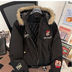 美式复古连帽可拆卸刺绣拉链棉服男女冬季工装派克服棉衣外套，男装棉衣，星座1210-1