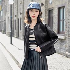 皮衣女2025秋季新款时尚宽松皮外套，女装皮衣，英标秀（1C119）