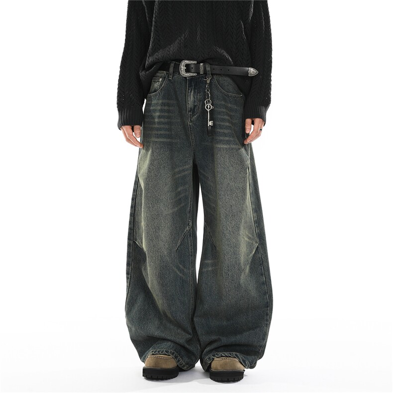 xz905-2-Z086#P65-（控98）美式宽松阔腿牛仔裤，男装牛仔裤，星座905-2