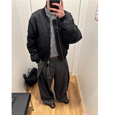 简约高级感通勤黑色弯刀西裤男女美式复古工装垂坠阔腿休闲职业裤，男装休闲裤，星座506A