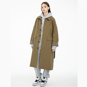 现货3色情侣款英伦风格子拼接风衣，男装风衣，电商A105