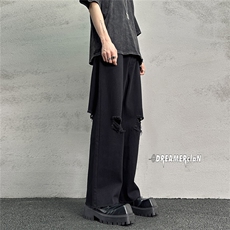 k707-p48-控68M-5XL抖音美式高阶黑暗破洞拉链宽松大码牛仔裤，男装牛仔裤，星座116