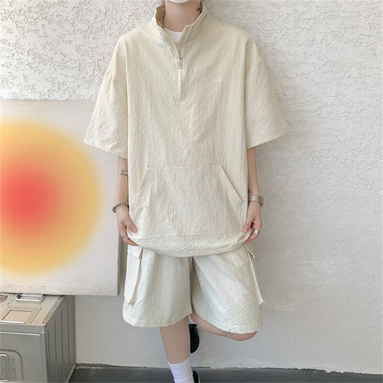 GENIOLAMODE冰丝扎染休闲运动POLO衫套装宽松潮流男士夏季新款,男装牛仔裤,电商B369（原A024）