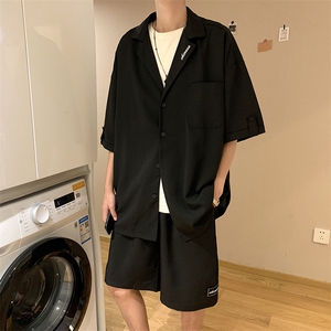 高级感炸街男装夏季小西服套装搭配帅气约会穿搭七分袖 W1061-P46图片