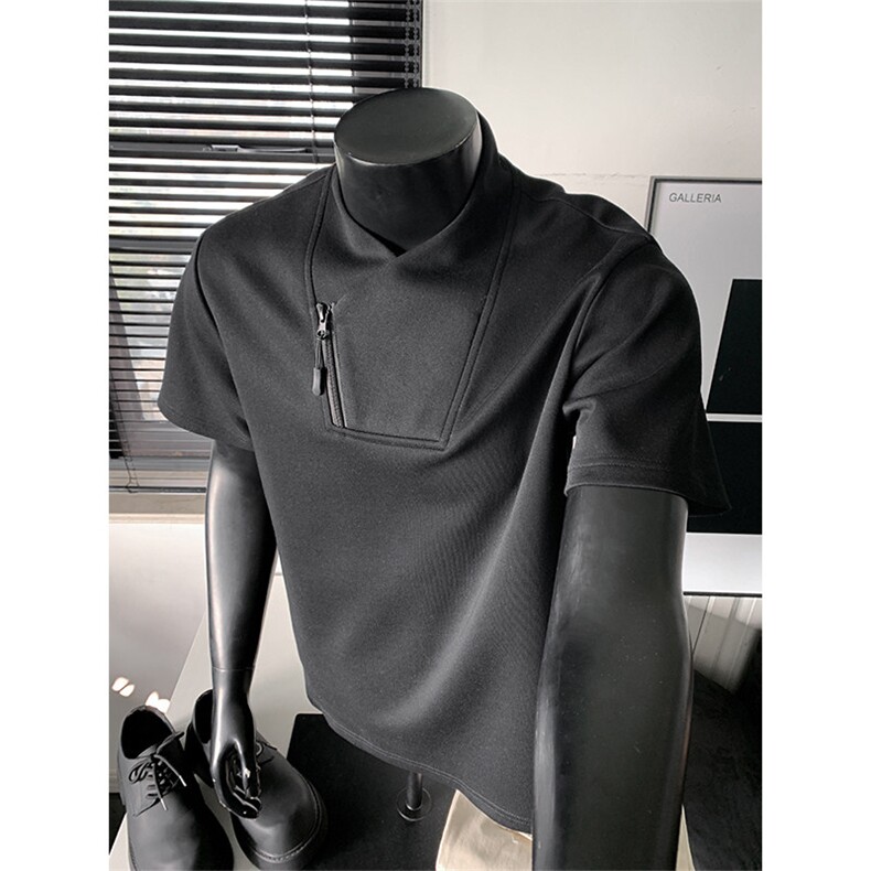 2026夏季新款270g华棉斜拉链宽松短袖T恤DT6263特P25建议零售价68，男装T恤，电商A001