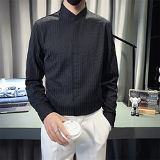 B216CS360P502025秋装新款男士条纹长袖衬衫抖音非网图，男装衬衫，电商B216（原B302）