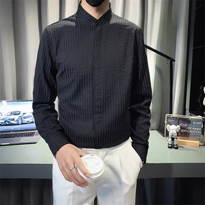 B216 CS360 P50 2025秋装新款男士条纹长袖衬衫 抖音 非网图图片
