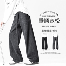 麦穗纹弯刀直筒休闲潮流拼接设计感休闲裤X2610特批2959.9，男装休闲裤，星座718-1