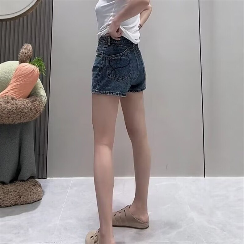 小众设计感后兜牛仔短裤女大码胖mm薄款夏天高腰显瘦a字阔腿热裤,男装牛仔裤,星座1210-1