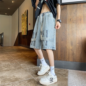 夏季美式高街拉链牛仔短裤宽松休闲五分裤313A-1-NZ046-P45控58图片