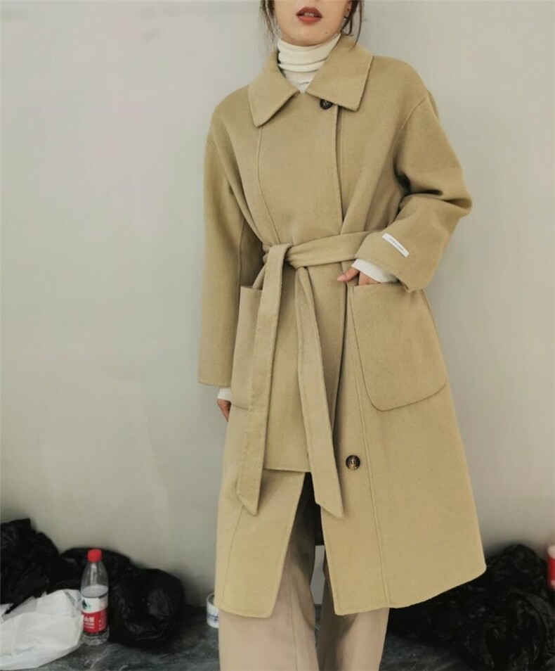 2021秋冬修身显瘦双面羊绒大衣，其它，时戴衣人