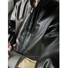 冬装24新款连帽宽松PU皮棉衣大码男装刺绣棉服棉袄外套S371-P138，男装棉衣，电商A233-1