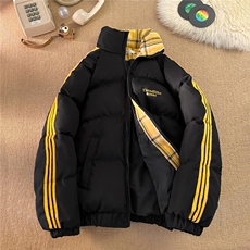 2025中性款三道杠棉衣棉服拼接印花格子面包服加厚保暖P65-1620，男装棉衣，星座207