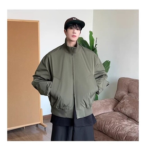ins复古设计感短款立领飞行员棒球服夹克男宽松痞帅廓形外套 JB02图片