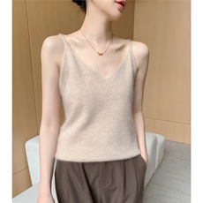 2025年12针平面V领小吊带女士，女装背心吊带，百越羊绒