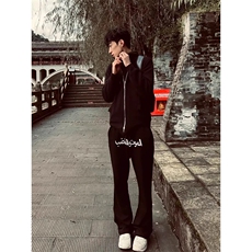 美式高街潮牌男女运动休闲裤直筒宽松慵懒显瘦印花休闲卫裤子，男装休闲裤，电商A486