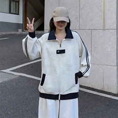 抖音得物品质秋冬美式高街重磅结构拼接织带翻领卫衣夹克外套W113，男装夹克，电商A486