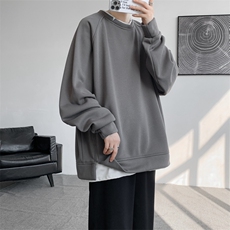 8XL-M假两件卫衣加肥加大码重磅拼接外套圆领套头WY5103P55加绒65，女装短外套，电商B238