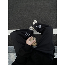 2024/三杠运动风直筒拖地巴黎阔腿休闲长裤1005-3-SGYK27-P50控78，男装休闲裤，星座1005-3