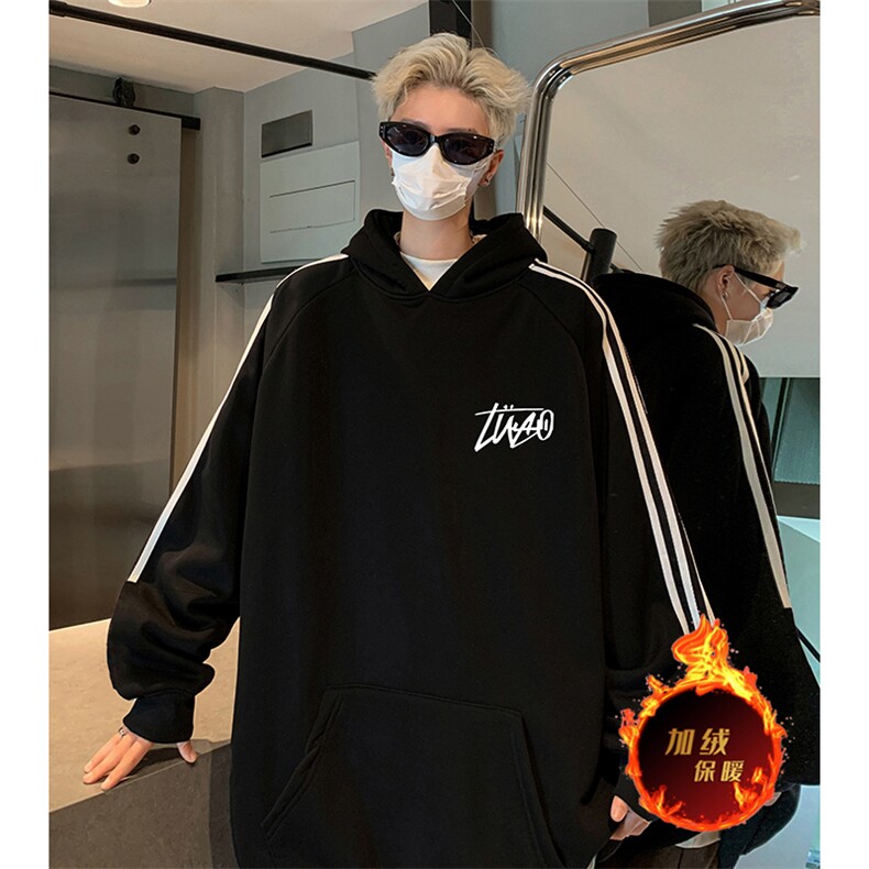 抖音得物供货提供视频秋冬重磅美式宽松织带连帽卫衣0476，男装卫衣，电商A486