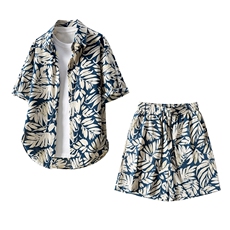 短袖衬衫男+短裤男套装男聚酯纤维M-5XL大码TZ78707P50控98，男装休闲套装，星座226-1