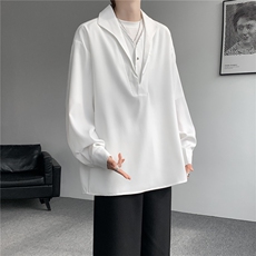 男士春秋免烫新中式男装套头衬衣男士短袖POLO衬衫男款休闲上衣，男装T恤，电商B319