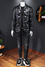 8001冬季新款男士西装领亮面外套保暖白鸭绒羽绒服，男装羽绒服，钱塘2010-1