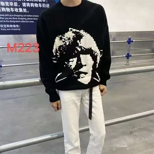 有货DMY521-批60人像提花毛衣圆领外套男女美式秋冬图片