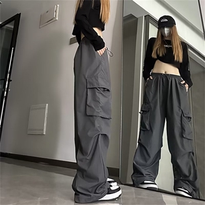 工装裤女春秋新款降落伞休闲阔腿高腰显瘦美式束脚运动裤QK86-P40图片
