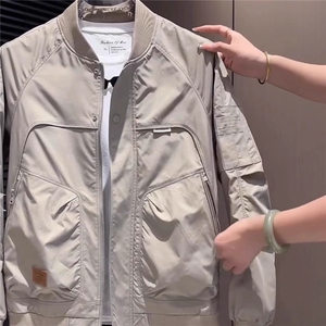 棒球服夹克男2025秋季新款潮牌工装男装美式覆古修身飞行员外套男图片