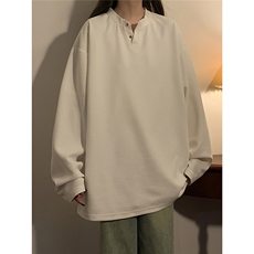 中性！春装新款亨利领T恤美式宽松华夫格卫衣情侣外套女106-P28，女装卫衣/绒衫，电商C213(原B265)