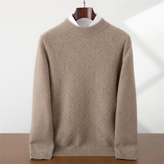 2025年秋季长袖青春流行半高领时尚百搭菱形，男装羊绒套衫，蜜暖羊