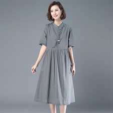 宽松柔软简约连衣裙2021年夏季自然舒适，女装连衣裙，奕阳依阁