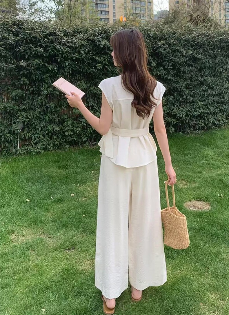 2025时尚简约百搭日常休闲套装短袖长裤,女装套装/套裙,翩雅女装供货