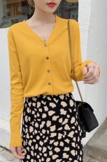 【反季清仓】秋季羊绒开衫女V领羊毛衫短款大码纯色针织毛衣外套，女装针织衫/毛衣，春韵羊绒