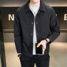 5202-L-4XL-P115店主风春季单排扣纯色翻领特殊面料夹克外套男，男装夹克，电商B255