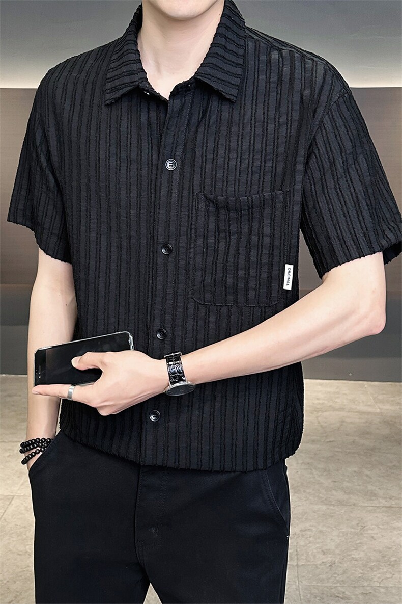 男士短袖衬衫高级感定制面料冰丝透气品质衬衣C317-C801-P55,男装衬衫,电商C317