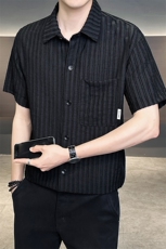 男士短袖衬衫高级感定制面料冰丝透气品质衬衣C317-C801-P55，男装衬衫，电商C317