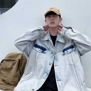 水洗白做旧工装牛仔外套男潮复古衣服春季休闲高街夹克JK857-P70图片