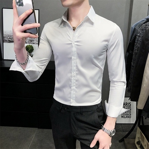 秋冬男士长袖修身梅花刺绣修身衬衣衬衫休闲A236-8826-P55图片