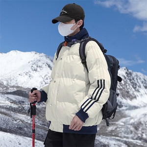 新款宽松棉衣男士立领加厚保暖防寒冬装外套三条杠棉服6667-P60图片